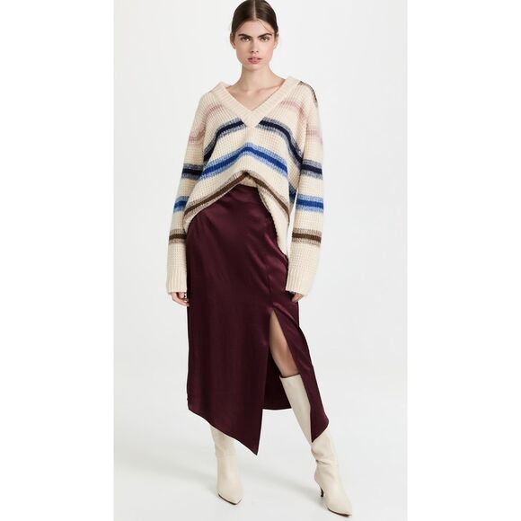 MINKPINK Nador Flounce Satin Slip skirt wine women’s small. - Picture 1 of 9